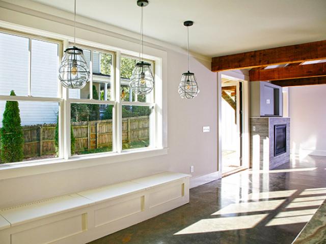 Natural daylight is filtered through double-paned windows with a U-value of 0.35 and a solar heat gain coefficient of 0.25, keeping warmth in during the winter and out during the summer.