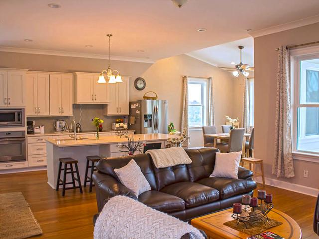 The refrigerator, dishwasher, and ceiling fans are ENERGY STAR certified. The quartz countertops are manufactured from recycled materials.