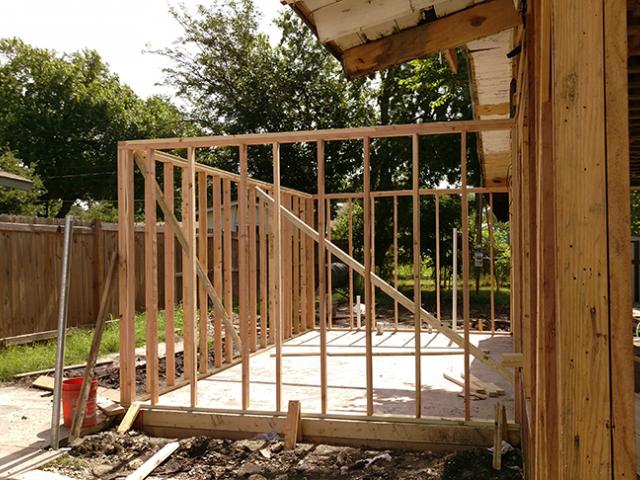 An old addition, which had a wooden foundation that had extensive water damage, was removed and replaced with a new addition with a correctly poured concrete slab foundation.