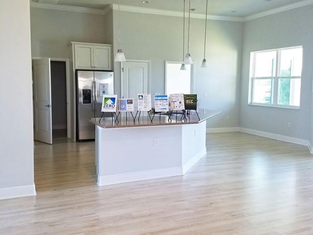 The home uses low- and no-VOC wood products, primer, paint, cabinets, and flooring that limit the release of air contaminants.