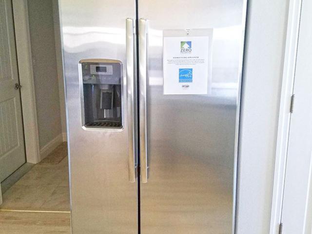 The refrigerator and dishwasher are certified as high-efficiency ENERGY STAR appliances.