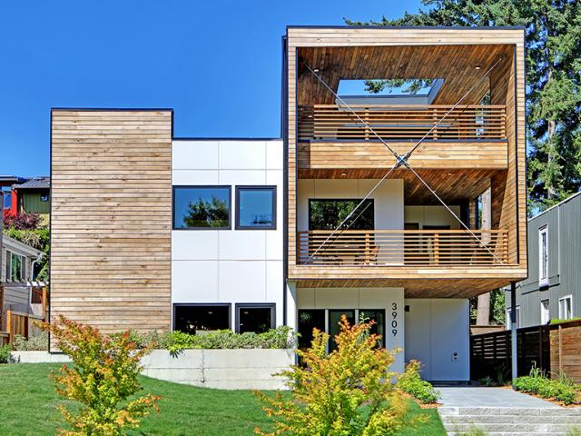 Dwell Development built this 3,700-square-foot custom home in Seattle, Washington, to the high performance criteria of the U.S. Department of Energy Zero Energy Ready Home (ZERH) program.
