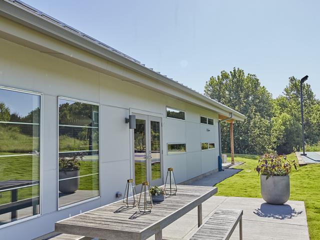 The double-pane, thermally insulated aluminum frame windows have low-emissivity coatings with three spectrally selective layers to filter out UV while providing lower solar heat gain and allowing 66% visible light transmittance.