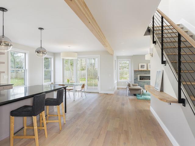 VOC-free paints and floor finishes and formaldehyde-free cabinetry are among the EPA Indoor airPLUS features that contribute to cleaner air in the home, along with a continuously operating energy recovery ventilation system.