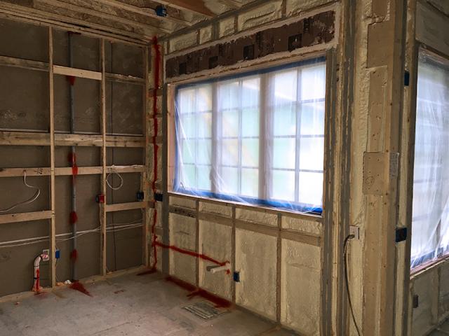 The advanced framed 2-by-4, 24-inch on-center walls were filled with spray foam insulation for additional air-sealing and insulation.