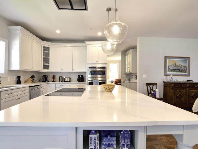 The kitchen exhaust fan was recessed into the ceiling above the induction cooktop for extra quiet venting.