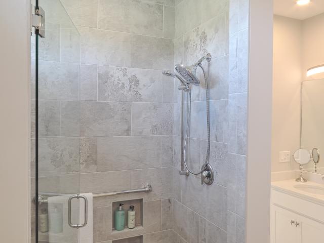 EPA WaterSense-rated low-flow fixtures add to water and energy savings in the efficient home. Continuously running low-energy bath fans pull water vapor out of the rooms to minimize mold and condensation issues.