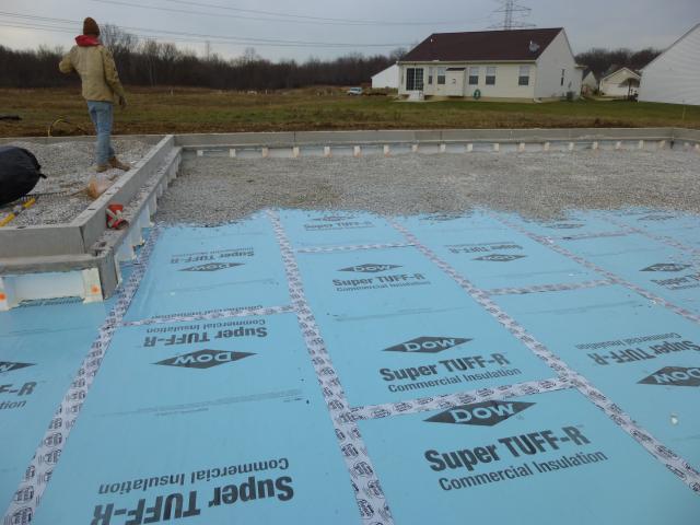 The builder installed 2 inches of rigid polyiso under the entire slab.