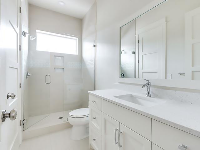 The 93% efficient tankless gas water heater provides endless hot water to faucets while a push button-activated hot water recirculation pump reduces wait times.