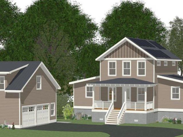 A detached garage helps keep contaminants out of the house for this EPA Indoor airPLUS certified home.