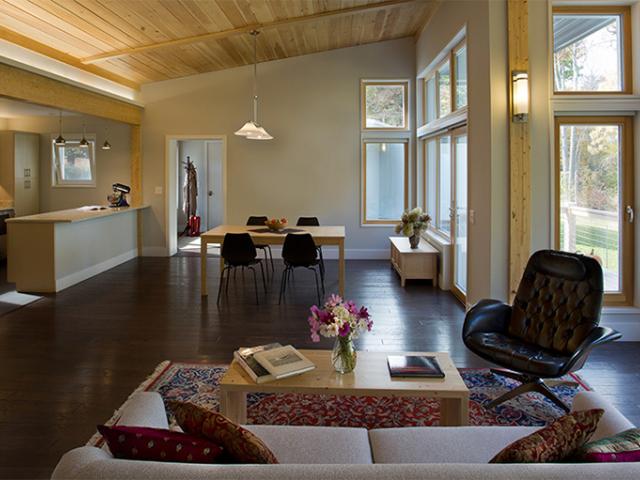 South-facing windows bathe the great room in natural light.
