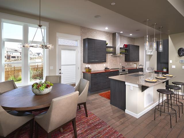 Well-placed windows in this home provide natural daylighting and 100% compact fluorescent lighting minimizes energy use.