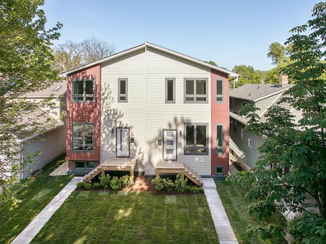 The exterior walls of the homes use a staggered stud wall system consisting of 2-by-4 studs set every 12 inches on 2-by-6 top and bottom plates and staggered so that each alternating stud aligns with either the inside or outside edge of the plates. Insulation is woven between the studs to provide a continuous thermal break in the wall cavity.