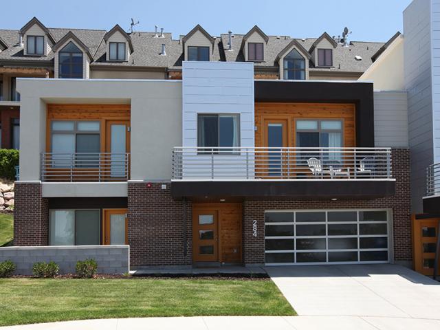 Garbett constructed these townhomes with 2-by-6, 24-inch on-center walls. With advanced framing techniques like two-stud corners, single headers, and drywall clips, Garbett estimates it is able to eliminate about 300 hundred studs per home, which provides space in the walls for another 120 cubic feet of high-density blown-in fiberglass insulation, increasing the wall total insulation value to R-23.