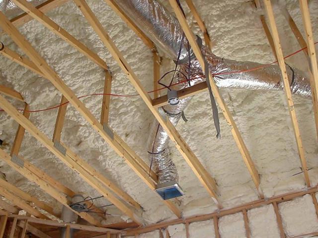 Several inches of spray foam lines the attic ceiling, sheltering the HVAC ducts from the intense Arizona sun and providing a temperate storage area.