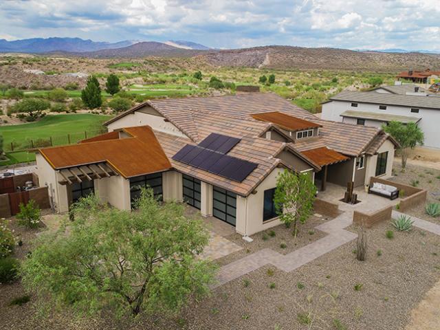 Mandalay Homes built this 2,915-square-foot production home in Wickenburg, Arizona, to the high performance criteria of the U.S. Department of Energy Zero Energy Ready Home (ZERH) program.