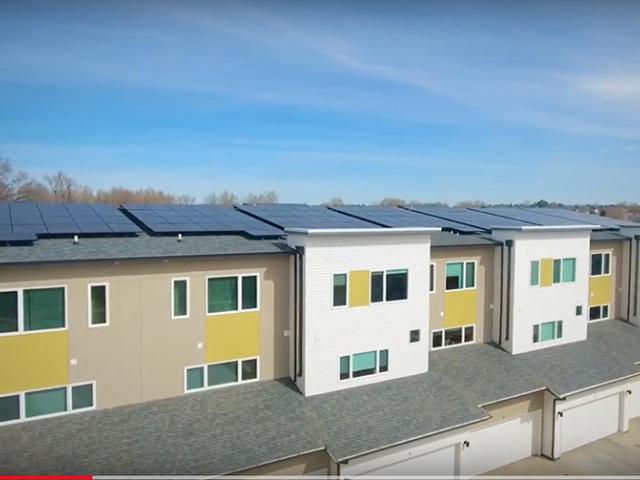 The mostly mono-planed roof design provides more space for solar panels.