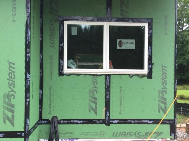 A coated exterior sheathing product that is taped at all seams helps provide a continuous draft-blocking air-seal around the home.