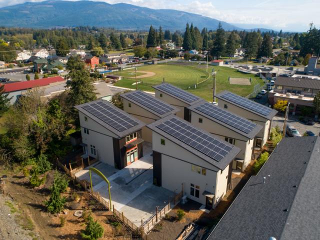 Martha Rose Construction built this 1,804-square-foot work-live townhome in Sedro Wooley, Washington, to the high performance criteria of the U.S. Department of Energy Zero Energy Ready Home (ZERH) program.