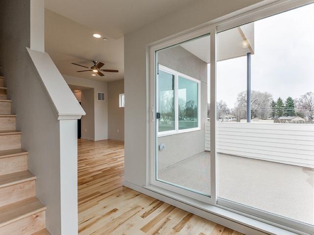 Vinyl-framed, double-pane windows let in light and keep in heat.