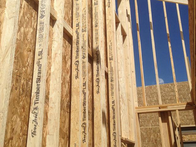 Staggered studs in the walls allow room for insulation to wrap around the edges of the studs preventing heat transfer through the walls.