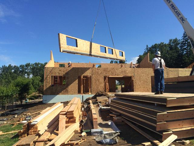 TC Legend Homes prefers structural insulated panels for walls and roofs because they are precision made in a factory, assemble quickly on site, provide near continuous insulation, and are known for exceptional structural strength and earthquake resistance.