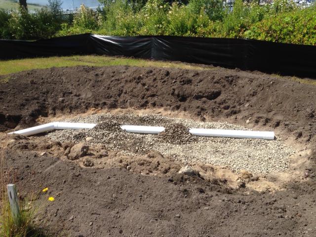 Two rain gardens were constructed on site to handle all of the roof drain off.