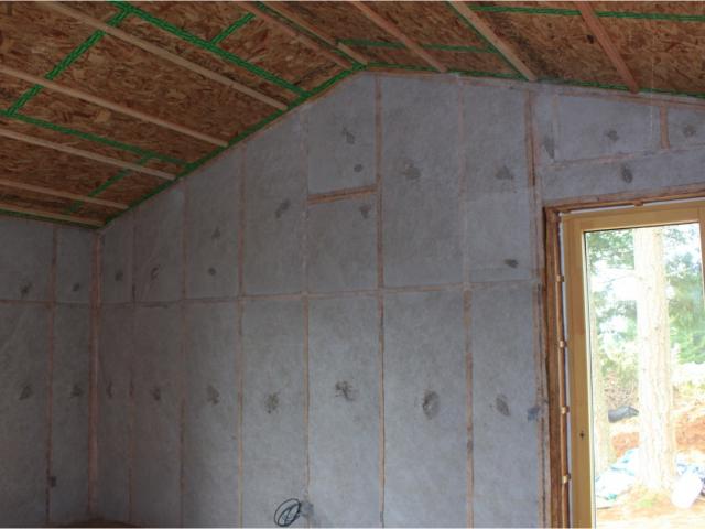 The exterior walls with their double wall cavities were filled with a total of 15 inches of blown cellulose, providing an ultra-efficient, continuous thermal blanket of quiet comfort around the house.