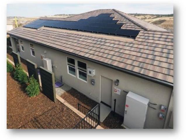 The home's 7.0-kW solar electric power offsets all of the home's electricity needs and includes an integrated energy storage system with the ability to provide backup power for critical loads during power outages.