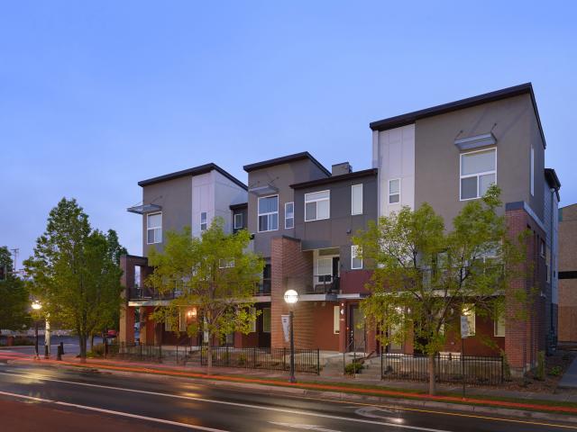 New Town Builders, now known as Thrive, built 26 units at the Row Homes at Perrin's Row in Denver, Colorado, to the performance criteria of the U.S. Department of Energy Zero Energy Ready Home (ZERH) program.