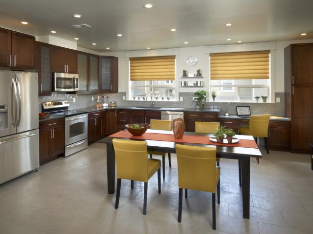 ENERGY STAR appliances and high-efficiency lighting provide energy and water savings.