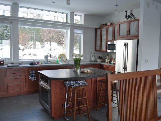 High-efficiency appliances in the kitchen include an ENERGY STAR-rated dishwasher and refrigerator.