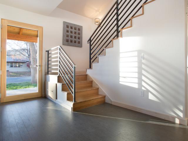 All of the floors are made from renewable cork or bamboo, and an abundance of windows provide light for the natural daylight home.