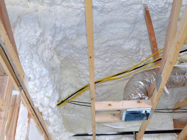 Premium installed spray foam insulation fills the walls and covers the underside of the roof deck to provide enhanced quiet and comfort to the living space while protecting the HVAC ducts from extreme heat and cold.