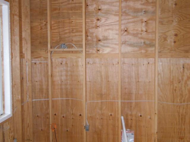 High-efficiency wall framing uses 2-by-6 studs spaced 24 inches apart instead of the standard 16 inches on-center, single instead of double top plates, and other details that reduce the use of lumber while increasing space for insulation in the walls.