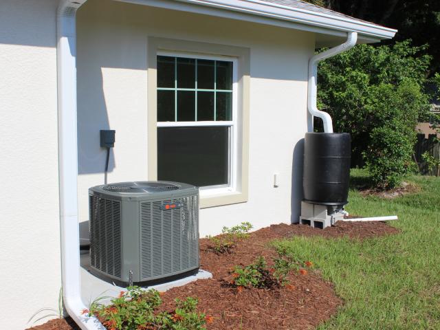 High-efficiency ductless heat pumps provide space heating and cooling.