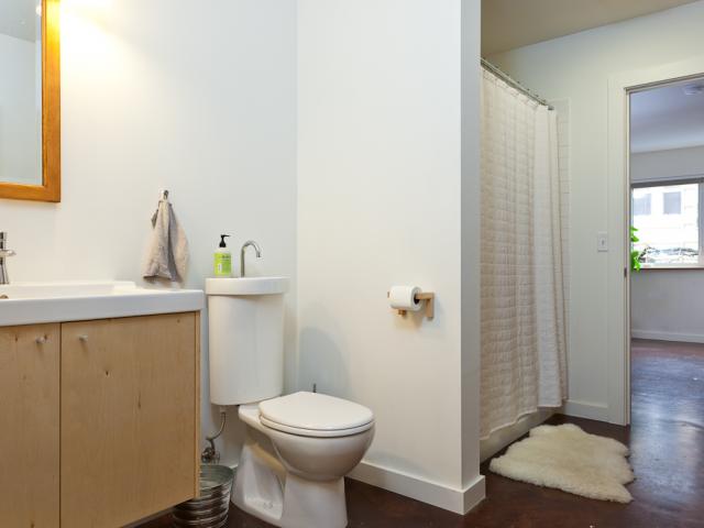 One unique water-saving feature of the home was the installation of sinks that recycle hand-washing water to flush toilets.