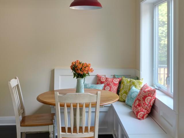 Advanced lighting technology, including LED and compact fluorescent fixtures, supplements the natural daylight in this home.