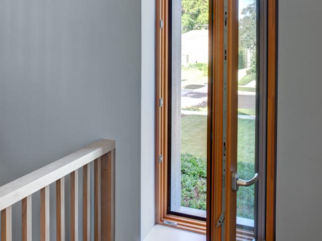 Ultra-efficient, R-9, triple-pane windows include insulated wood frames, argon gas between the panes for additional insulating benefit, and clear advanced technology coatings that keep heat out in the summer and inside in the winter.